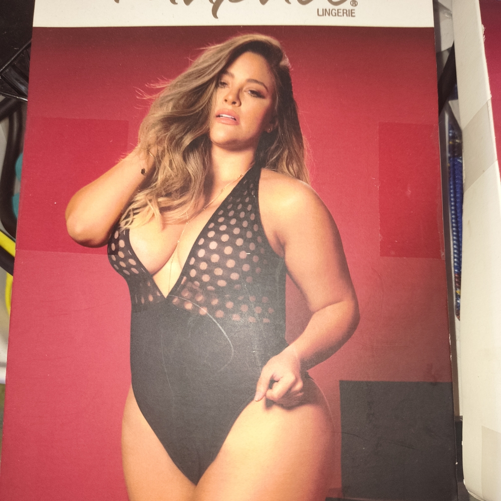 Black Sheer Polka Dot Bodysuit